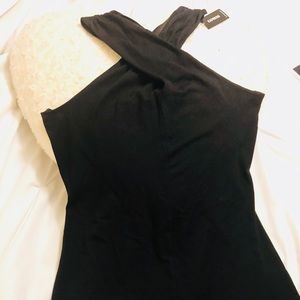 Express M black cross halter top NWT